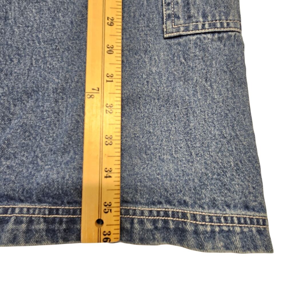 VTG 90s Overall Dress Denim Jean Cargo Blue Sleeveless Grunge Teacher Sz L - Picture 8 of 10
